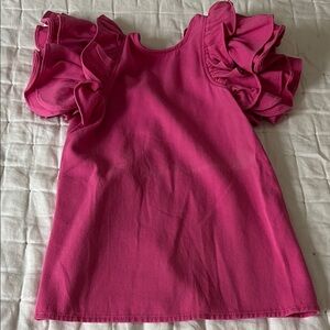 Lola and the Boys Pink Ruffle Sleeve Kids Dress
